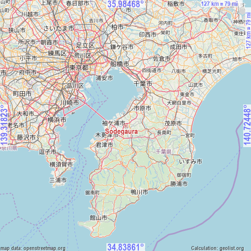 Sodegaura on map