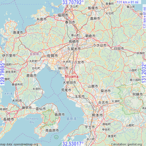 Miyama on map