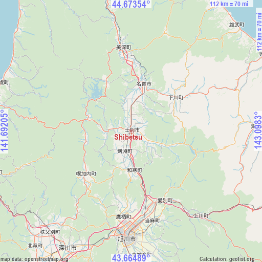Shibetsu on map