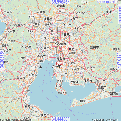 Tōkai on map