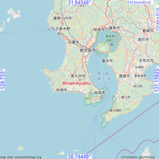 Minamikyushu on map