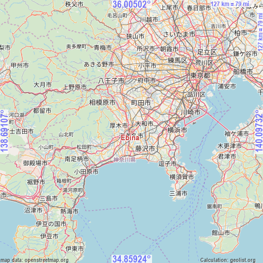 Ebina on map