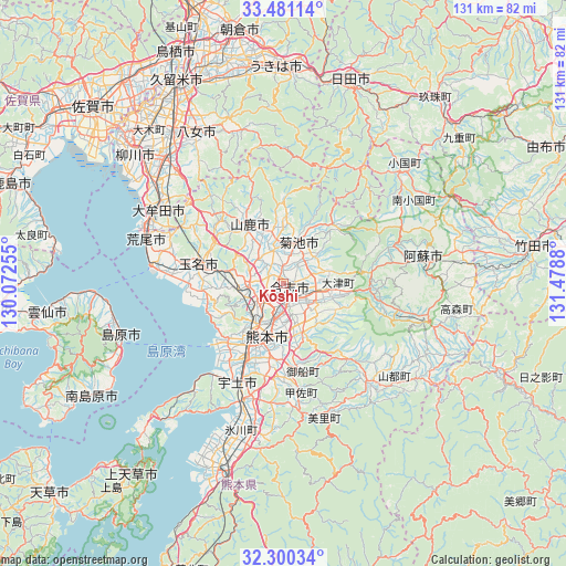 Kōshi on map