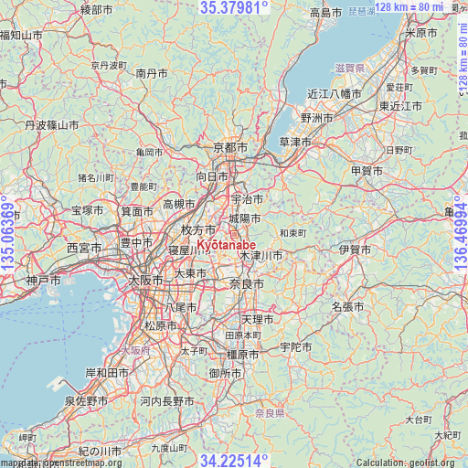 Kyōtanabe on map