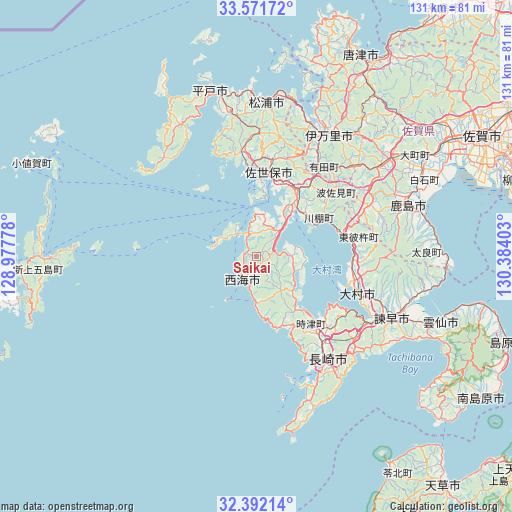 Saikai on map