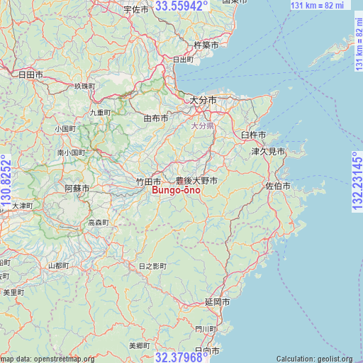 Bungo-ōno on map