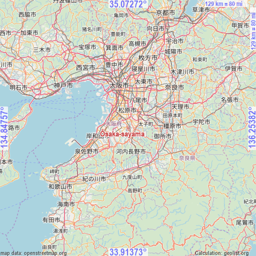 Ōsaka-sayama on map