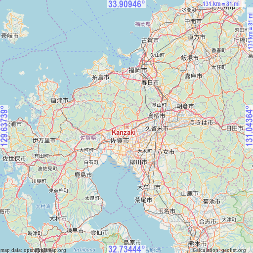Kanzaki on map