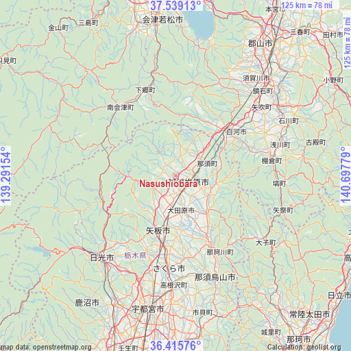 Nasushiobara on map