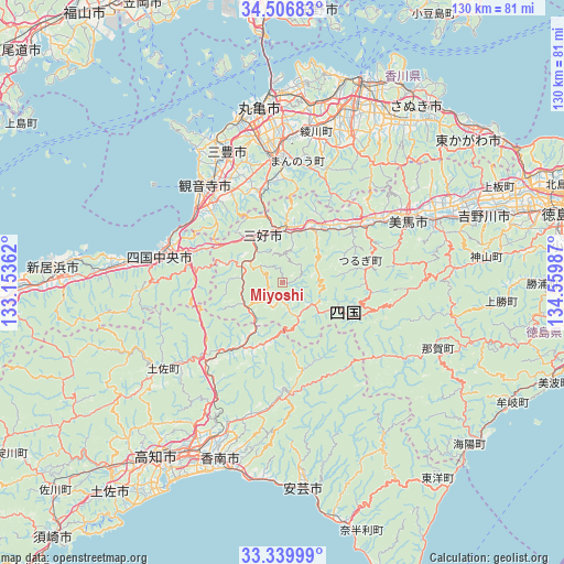 Miyoshi on map