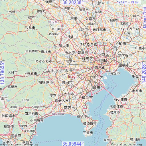 Inagi on map