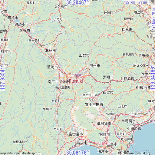 Fuefuki on map