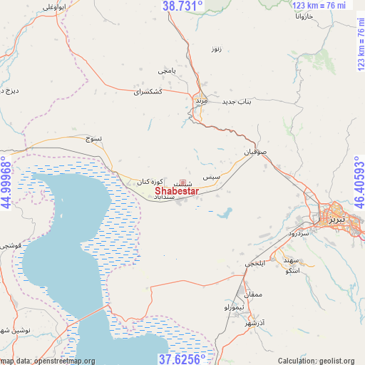 Shabestar on map