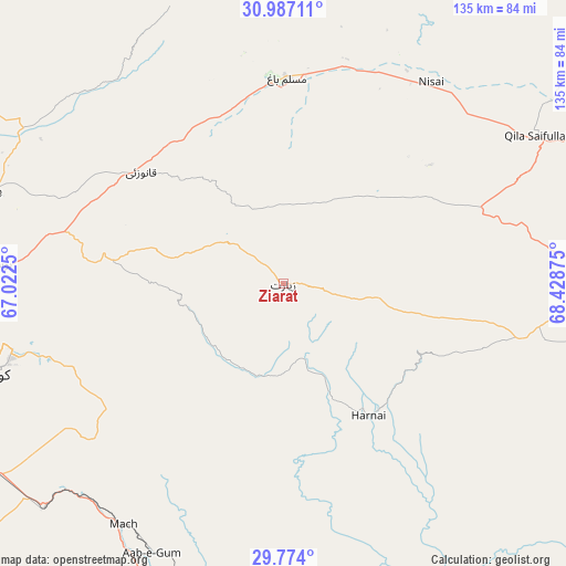 Ziarat on map