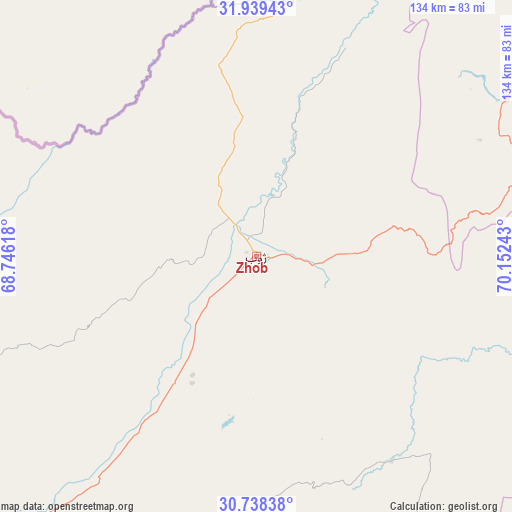 Zhob on map