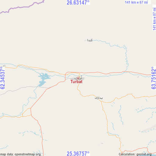 Turbat on map