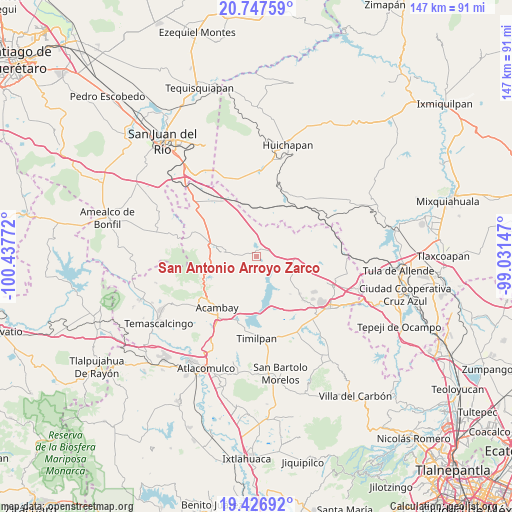 San Antonio Arroyo Zarco on map