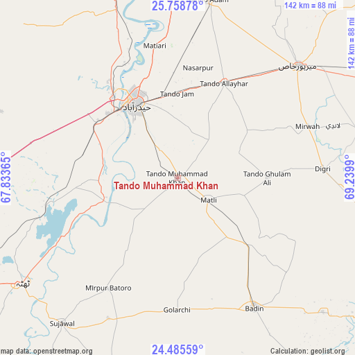 Tando Muhammad Khan on map