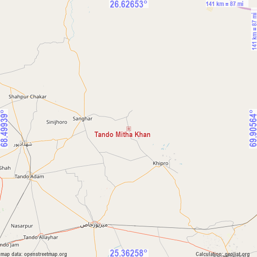 Tando Mitha Khan on map