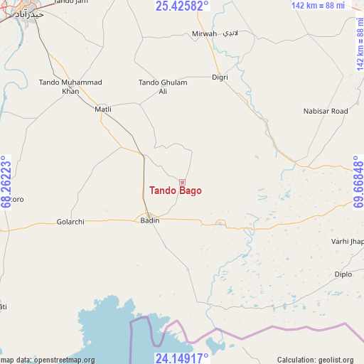 Tando Bago on map