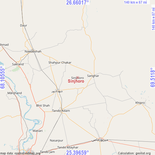 Sinjhoro on map