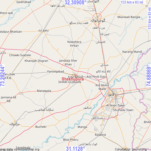 Shekhupura on map