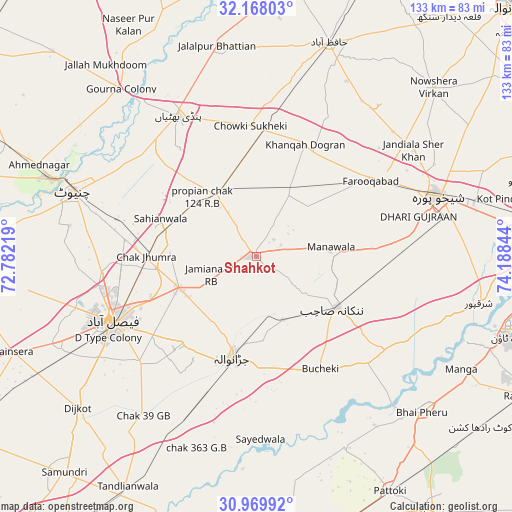 Shahkot on map