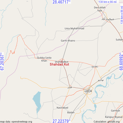 Shahdad Kot on map
