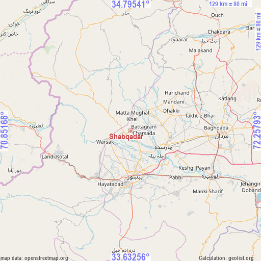 Shabqadar on map