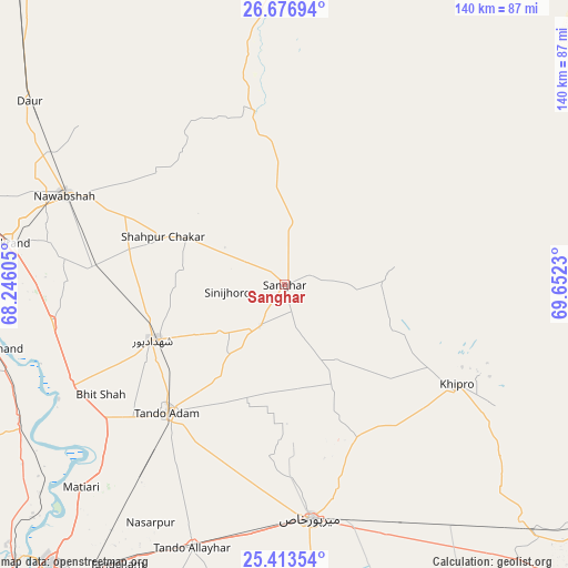 Sanghar on map