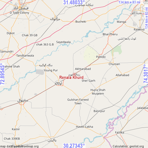 Renala Khurd on map