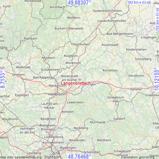 Langenbrettach on map