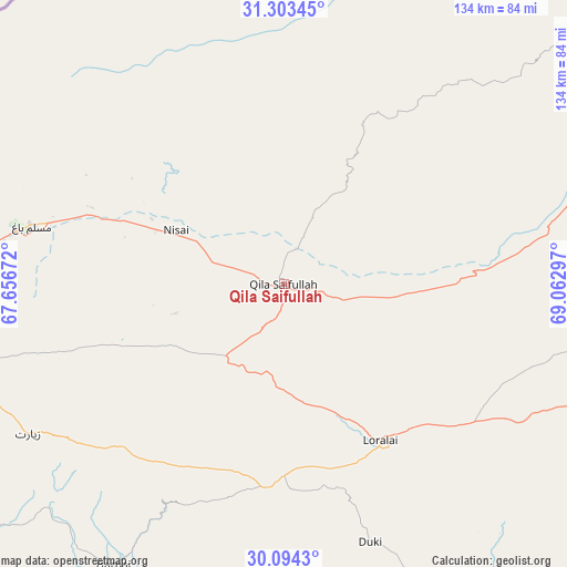 Qila Saifullah on map