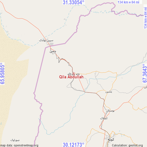 Qila Abdullah on map