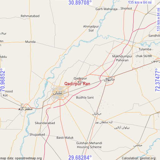 Qadirpur Ran on map