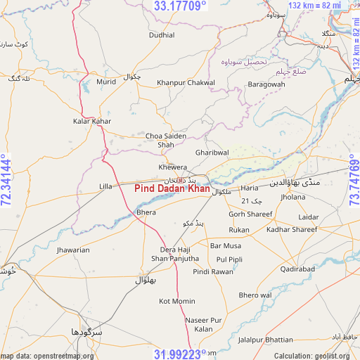 Pind Dadan Khan on map