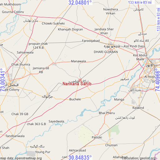 Nankana Sahib on map