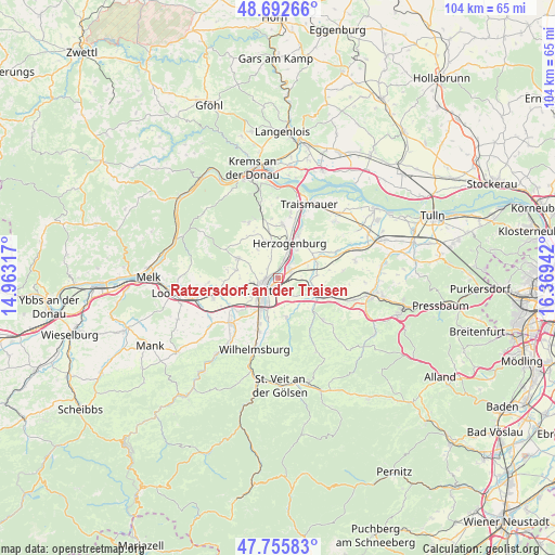 Ratzersdorf an der Traisen on map
