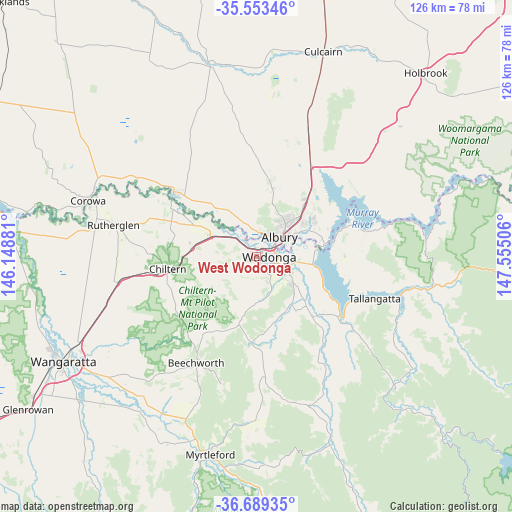 West Wodonga on map