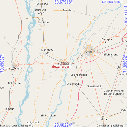 Muzaffargarh on map
