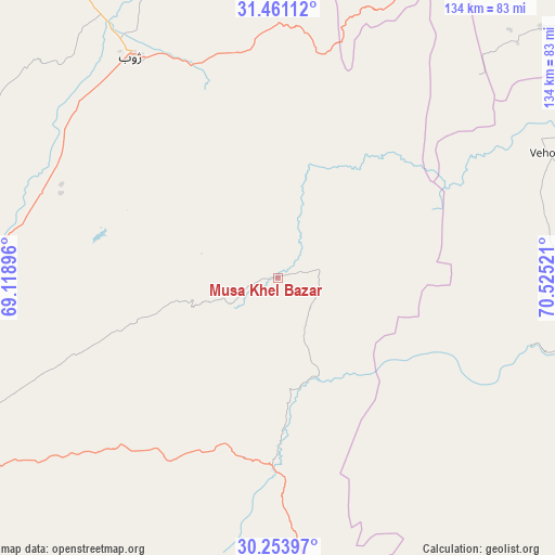 Musa Khel Bazar on map