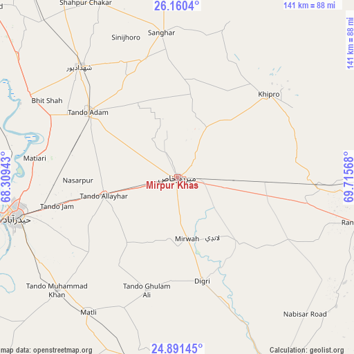 Mirpur Khas on map