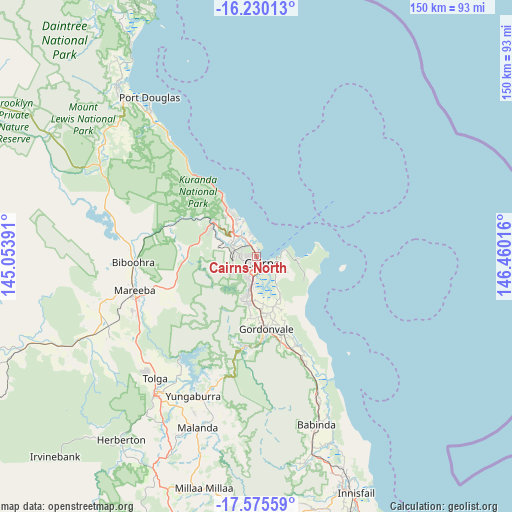 Cairns North on map