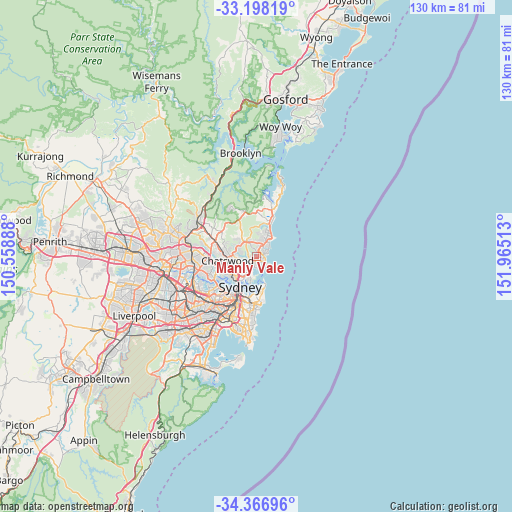 Manly Vale on map