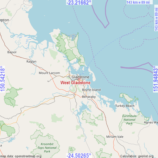 West Gladstone on map