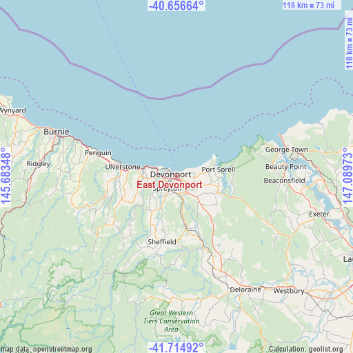 East Devonport on map