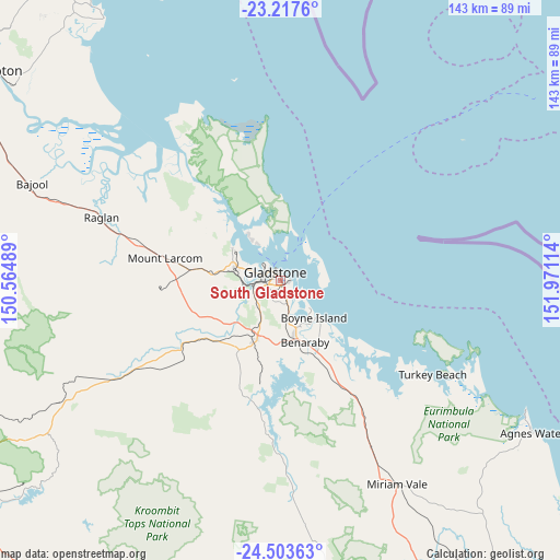 South Gladstone on map