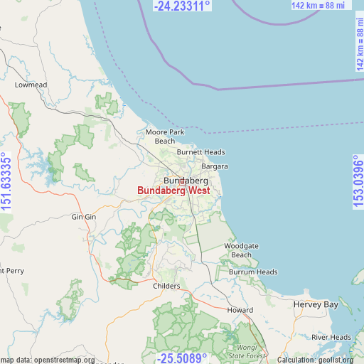 Bundaberg West on map
