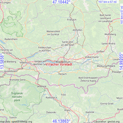 Villacher Vorstadt on map