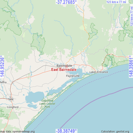 East Bairnsdale on map